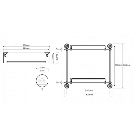Полка Bemeta Retro 144202128 двойная золото/хром