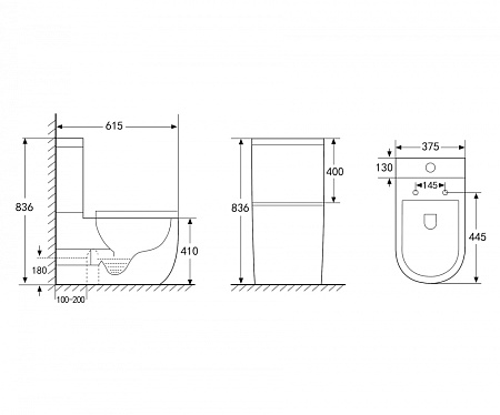 Унитаз-компакт ABBER Bequem AC1110 безободковый, белый
