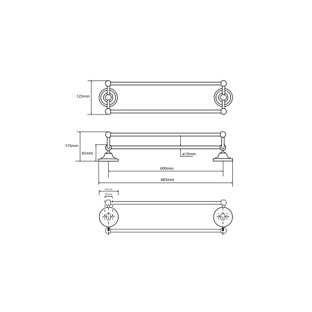 Полотенцедержатель Bemeta Retro 144204238 60 двойной золото/хром
