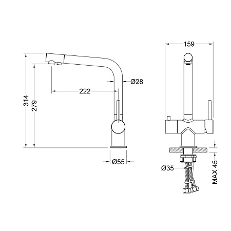 Смеситель для кухонной мойки Timo Saona 2396/03F черный