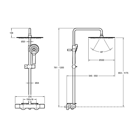 Душевая стойка Jacob Delafon Metro E26588-CP хром