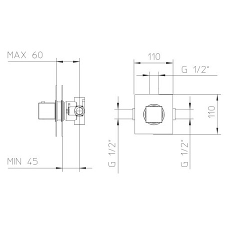 Термостат Palazzani Qadra 41258510 для душа(внешняя часть), хром