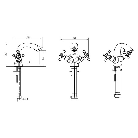 Смеситель Boheme Royal 291-Royal для раковины, золото