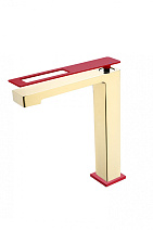 Смеситель Boheme Q 142-GR для раковины, золото/красный