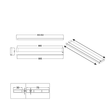 Полка-вешалка Niagara Nova NG9075B 90 черный матовый