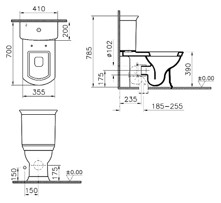 Чаша для унитаза-компакта VitrA Serenada 4160B003-0075