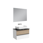 Мебель для ванной со столешницей Sancos Delta DL80W+TT80A1 дуб светлый/белый/Black Sky