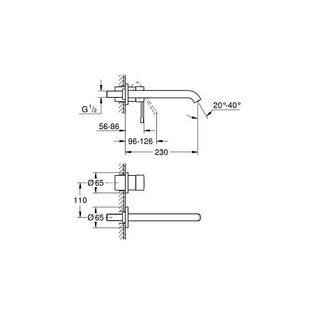 Смеситель Grohe Essence New 19967DC1 для раковины, настенный, суперсталь