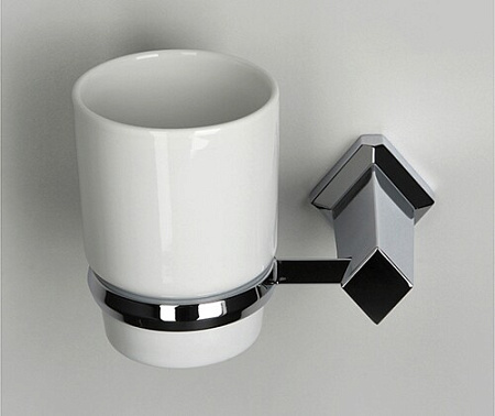 Стакан WasserKRAFT Aller K-1128C одинарный, керамика, хром