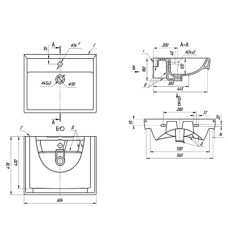 Мебельная раковина Aqwella Дрея Q60 191638