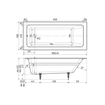 Чугунная ванна Wotte Line 180x80