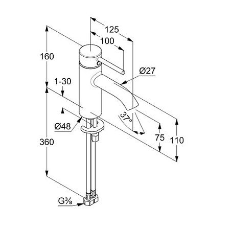 Смеситель Kludi Bozz 382723976 для раковины, черный матовый