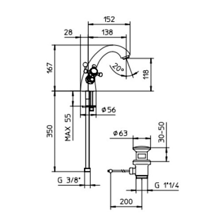 Смеситель Palazzani Adams Color 52310650 для раковины бронза