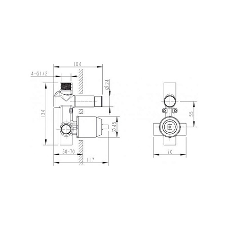 Скрытая монтажная часть Смеситель Bravat GINA D9100CP-ENG для смесителя