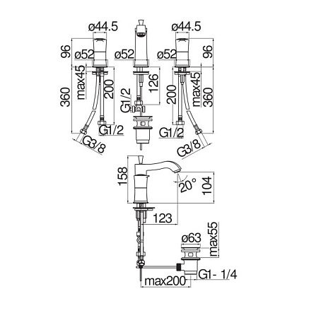 Смеситель Nobili Sofi SI98211/1BR для раковины, бронза