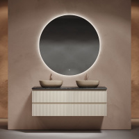 Мебель для ванной со столешницей Sancos Snob R 140 SNR70CE+TT140A1X Beige Soft/Black Sky