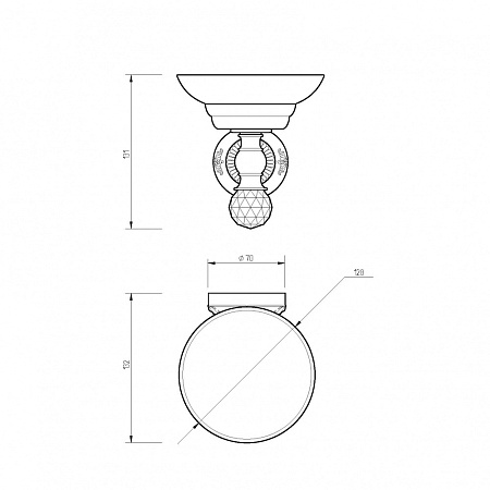 Мыльница Migliore Cristalia 16790 настенная, хром/swarovski
