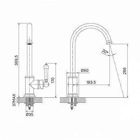 Смеситель IDDIS Oxford OXFSBJ0i05 для кухонной мойки, хром