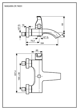 Смеситель Emmevi Niagara 74031/CR для ванны, хром