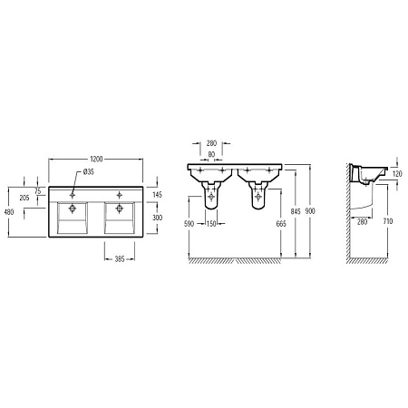 Раковина Jacob Delafon Struktura EXF112-00 120х48 см