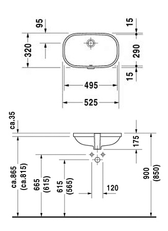 Раковина Duravit D-Code 0338490000 53 белый глянцевый