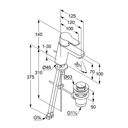 Смеситель Kludi Pure&Easy 372820565 для раковины, хром