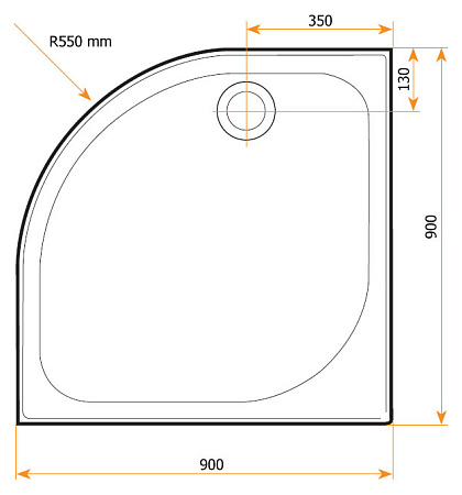 Поддон Merlyn Quadrant Tray WTQUW90 усиленный акрил 90x90