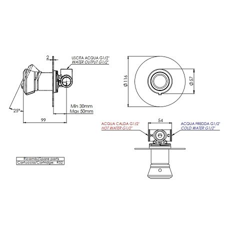 Смеситель Remer Element ET30L для душа, хром