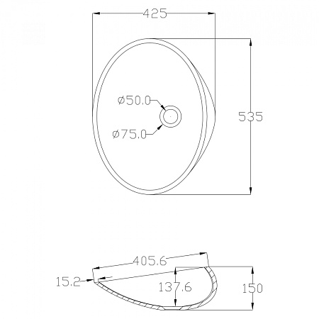Раковина накладная ABBER Stein AS2616 белый матовый