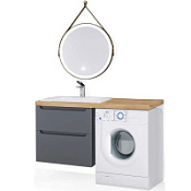 Мебель для ванной Jorno Wood Wood.01.60/P/GR 60 R под стиральную машину, светлое дерево/серый