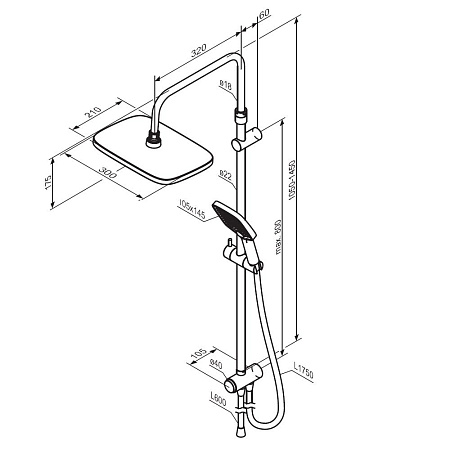 Душевая стойка Damixa Gala 953000300 черный