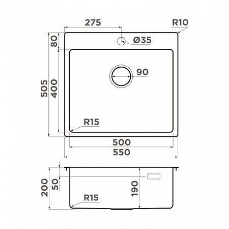 Кухонная мойка Omoikiri Amadare 55-IN 55х50 нержавеющая сталь