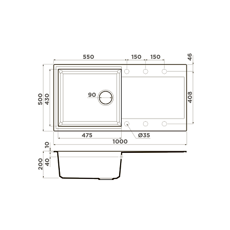Кухонная мойка Omoikiri Sakaime 100-BE 50x100x20 ваниль