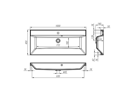 Раковина BelBagno Marino BB1000/450-LV-MR-AST 100