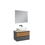 Мебель для ванной со столешницей Sancos Delta DL80GR+TT80A2 дуб красный/графит/Kreman