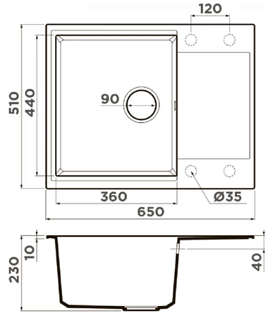 Кухонная мойка Omoikiri Daisen 65-BE 65х51 ваниль