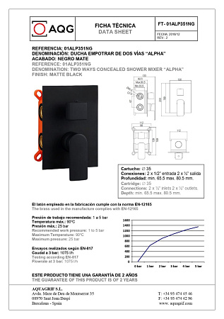 Смеситель AQG Alpha 01ALP351NG для душа, черный матовый