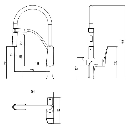 Смеситель Lemark Comfort LM3074C для кухонной мойки, хром, черный