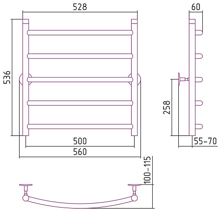 Полотенцесушитель водяной Стилье Универсал-50 60х50 хром
