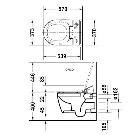 Унитаз подвесной Duravit ME by Starck 2528590000 с функцией биде и системой микролифт, белый