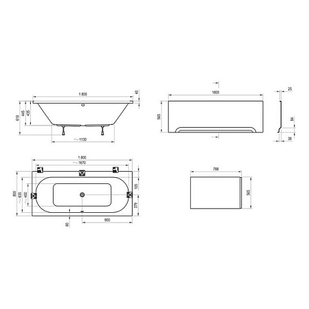 Ванна акриловая Ravak City C920000000 180x80