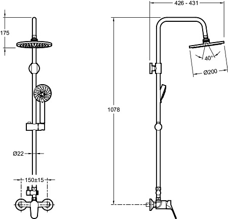 Душевая стойка Jacob Delafon Brive E24329-CP хром