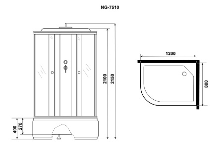 Душевая кабина Niagara Eco 7510R 120x80x215 стекло мозаика/профиль серебро