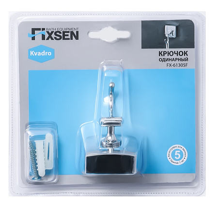Крючок одинарный Fixsen Kvadro FX-61305F хром