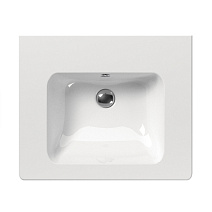 Раковина с переливом 60*50*19 H на 1 отверстие, установка навесная или встроенная GSI Pura белый