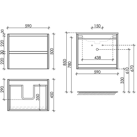 Тумба под раковину Sancos Libra 60 LB60ECH дуб чарльстон