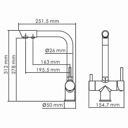 Смеситель WasserKRAFT A8317 для кухонной мойки, хром