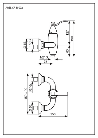 Смеситель Emmevi Abel 39002CR для душа, хром