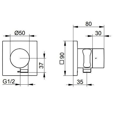 Запорный вентиль Keuco Ixmo 59557370202 черный матовый