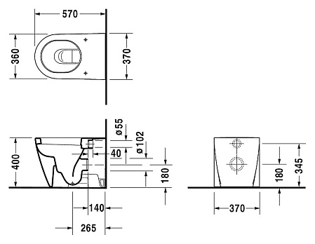 Унитаз приставной Duravit Starck 2 21280900001 WG антигрязевое покрытие